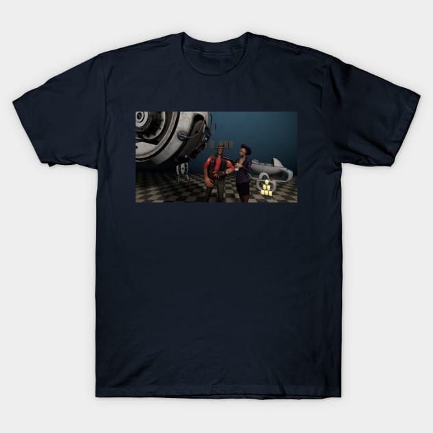 GlaDOS vs The Administrator T-Shirt by Blackmoonrose13